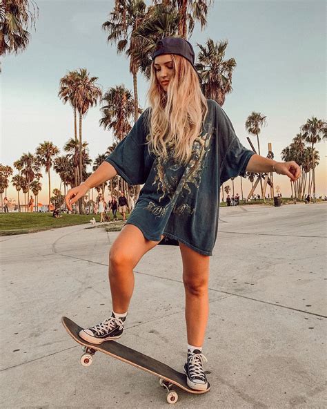 skater girl look|aesthetic girl skateboarding.